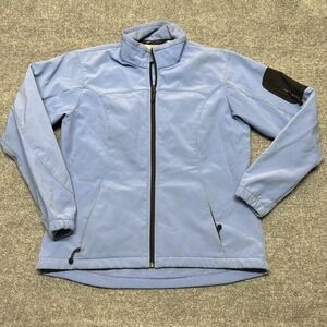 Black Diamond Jacket Womens Large Blue Softshell Fleece Lined Full Zip Pockets